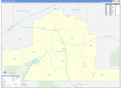 Big Horn County, MT Wall Map Zip Code Basic Style 2024
